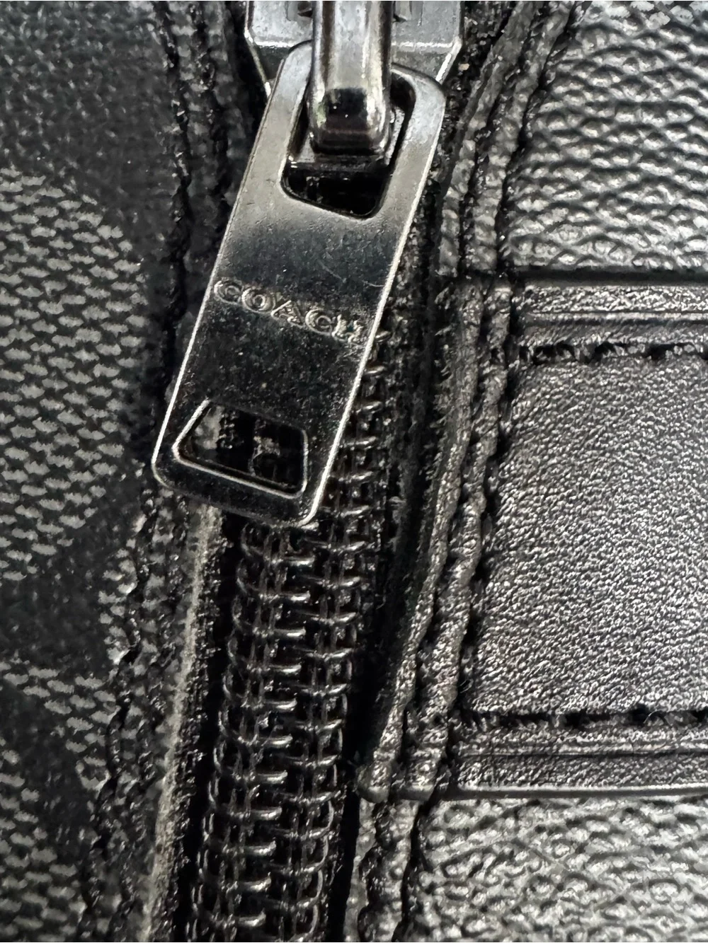 Coach Deni Signature Monogram zip closure Black Leather Booties